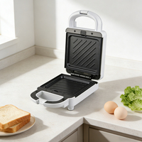 Mini gaufrier électrique antiadhésif avec plaques amovibles (13x12cm) 650W, indicateur de cuisson, rangement du cordon, pour usage domestique