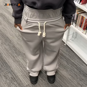 Pantalones holgados de pierna ancha en blanco de alta calidad con cordón para hombre, pantalones de chándal de cintura alta apilados de gran tamaño para hombre - Product Image 2