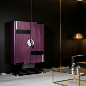 <span class=keywords><strong>Meuble</strong></span> bar de luxe dissimulé, design moderne, placage <span class=keywords><strong>bois</strong></span> violet foncé, armoire à vin avec base en acier inoxydable 304 pour villa <span class=keywords><strong>et</strong></span> manoir - Product Image 3