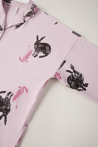 Pigiama da <span class=keywords><strong>Donna</strong></span> in Cotone Lavorato a Maglia Anzhiban, Maniche Lunghe, Vestibilità Comoda, Stampa Animalier, Casual, per Casa, Primavera Autunno - Product Image 6