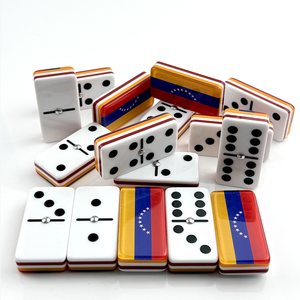 Deux jeux de <span class=keywords><strong>dominos</strong></span> double six en acrylique à cinq couches, 28 pièces, design <span class=keywords><strong>drapeau</strong></span> national, pièces d'échecs en plastique pour jeux de table de bar et de club - Product Image 5