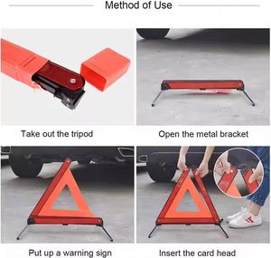 Triángulo de Advertencia Reflectante Plegable para Vehículos, Kit de Herramientas de Emergencia para Automóviles - Product Image 2