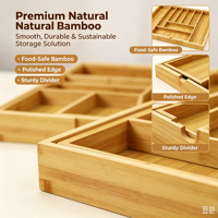 Organisateur de tiroir en bambou moderne et écologique, extensible, avec compartiments ajustables, pour couverts et salle de bain, vente en gros, direct usine