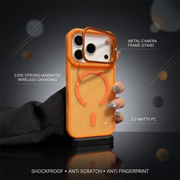 Metal Lens Kickstand Magnetische Draadloze Oplaad Mobiele Telefoonhoes voor iPhone 18 Pro Max Anti-vingerafdruk Matte Stootbestendige Cover
