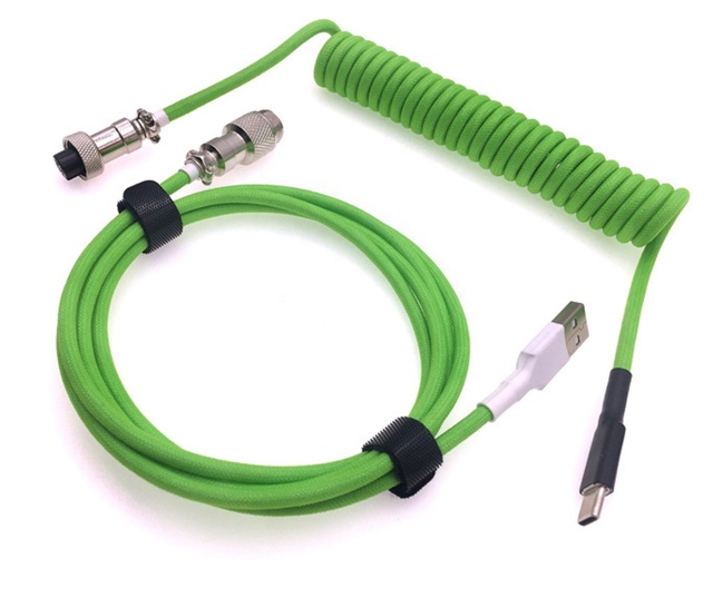 Colorful USB C to a Cable Aviator Connector GX16 Coil USB C Coiled Cable for Mechanical Keyboard