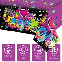 3 Pieces 80er Party Tablecloth Back zu The 80s Hip Hop Party Birthday Decorative Rectangle Table Cover