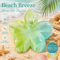 Pince à cheveux en plastique de 8 cm, motif Plumeria marbré dégradé, effet gelée cristalline, accessoire de fête et de vacances pour femme, esthétique HQ