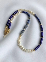 Collar de Perlas de Agua Dulce con Cuentas de Piedra Natural, Estilo Bohemio Geométrico, Hecho Principalmente de Jade, para Mujer, Moda de Playa de Verano