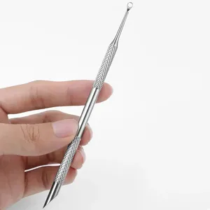 Herramienta de manicura de acero inoxidable de doble punta: lima de uñas biselada y empujador de cutículas con cabezal circular biselado - Product Image 5