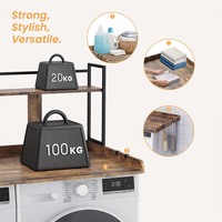 Planche de comptoir étanche pour lave-linge et sèche-linge WMS14-02, capacité 100 kg, étagère de rangement en bois robuste pour buanderie avec rebords de protection