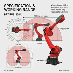 Robot Industrial de 6 Ejes BORUNTE BRTIRUS1510A, Carga Útil de 10 kg, Alcance de 1587 mm, para Soldadura y Recogida y Colocación - Product Image 6