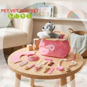 Juego de Veterinario de Madera Rosa Montessori para Niños, Kit de Juego de Imitación de Doctor con Bolsa de Transporte de Peluche para Perro, Juguete Educativo de Rol, Regalos - Product Image 4