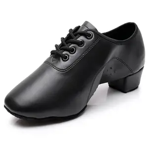 Chaussures de danse professionnelle pour enfants, chaussures noires, avec semelle souple, pour garçons, de couleur noire