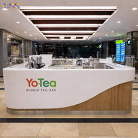 Café Kiosque Bar Meilleure Qualité Logo Personnalisé Corian Glacier Blanc En Forme De U Restaurant Nourriture Snack Jus Café Bubble Tea Bar Comptoir