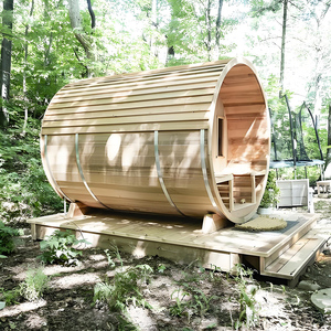 Thiết kế hiện đại Màu Đỏ Cedar/hemlock gỗ khô hơi nước chức năng Thùng phòng tắm hơi cho 6-người - Product Image 2