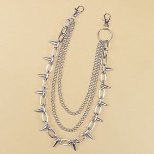 Cadena de cintura estilo Hip Hop Punk con púas metálicas para jeans, cadena corporal de moda para fiestas, aleación de zinc, múltiples bucles, color blanco K - Product Image 2