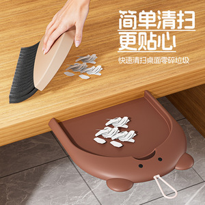<b>Mini</b> Bear <b>Desk</b> Broom And Dustpan Set Soft Nylon Bristles Plastic Portable Home Furniture Cleaning Tool - Product Image 1
