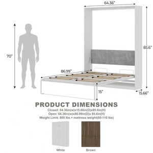 <span class=keywords><strong>Lit</strong></span> Murphy en bois Queen 85,66 pouces, <span class=keywords><strong>lit</strong></span> mural pliable pour gagner de la place, idéal pour les appartements, les chambres ou les hôtels - Product Image 6