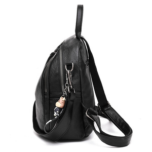 Business <b>Laptop</b> <b>Backpack</b> Simple Travel Bag Multifunctional Student Schoolbag Leisure Versatile Soft Leather Black - Product Image 4