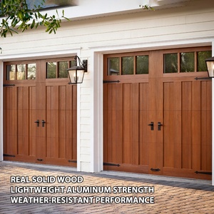 Puertas de Garaje de Estilo Rústico Americano, Fabricadas en <span class=keywords><strong>Madera</strong></span> Sólida, Estructura Estable, Funcionamiento Suave, Reducción de Ruido, Venta al Por Mayor de Fábrica - Product Image 1