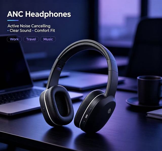 ANC Wireless Ear Headphones Metal Design for 5.3 IPX-6 Waterproof Premium Noise Reduction Balanced Stereo Sound Aviation