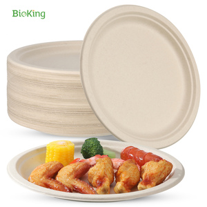 BioKing toptan 10 inç bölmesi Bagasse Fiber yuvarlak tepsi tek kullanımlık hamuru sofra kağıt plaka düğün parti için DDP abd/amerika - Product Image 5