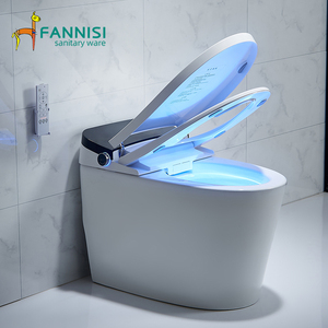 <span class=keywords><strong>WC</strong></span> intelligent monobloc à siphon en S avec écran LED, détection automatique, fonction Flip Flush, système vocal IA et certification CE - Product Image 2