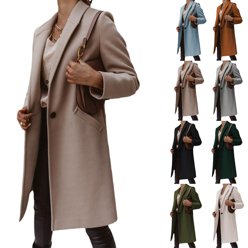 Spring Fall Fashion Notched Lapel Collar