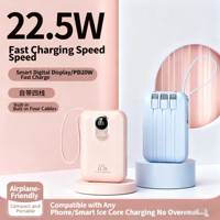 Power bank ramping 20000mAh Kapasitas Besar Kabel Terintegrasi Untuk iPhone Pengisian Cepat PD22.5W Baterai Portabel Mini Charger Portabel