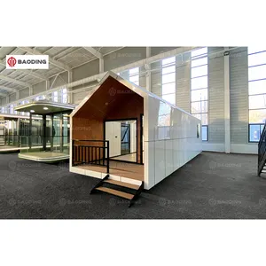 Hot Sale Wooden Color Container House with deck detachable container Prefabricated house villa