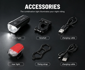 ไฟหน้าจักรยานอะลูมิเนียมอัลลอยด์ LED ปรับความสว่างได้ ชุดไฟท้าย ABS กันน้ำ สำหรับขี่กลางคืน แบตเตอรี่แบบชาร์จได้ - Product Image 6