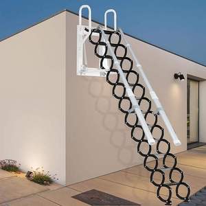 Échelle de <span class=keywords><strong>grenier</strong></span> <span class=keywords><strong>escamotable</strong></span> murale moderne en alliage d'<span class=keywords><strong>aluminium</strong></span>, gain de place, escalier télescopique extérieur pour accès au toit - Product Image 1