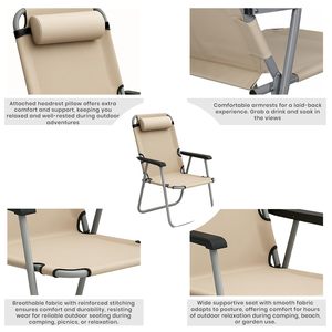Outdoor Furniture Custom Logo High Back <b>Recliner</b> Relax Lightweight Foldable Portable Adjustable Camping <b>Chair</b> - Product Image 6
