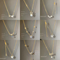 Collar de Perlas con Forma de Gota de Agua de Moda y Gran Venta, Diseño Retro Novedoso en Acero Inoxidable Chapado en Oro de 18K, Joyería