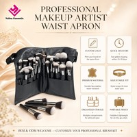 Sac de ceinture professionnel pour pinceaux de maquillage, personnalisable avec logo, vente en gros OEM, en similicuir noir imperméable, pochette organisatrice en vrac