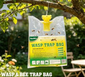 Piège à guêpes jetable à suspendre pour extérieur, attrape-guêpes jaunes et frelons, sans produits chimiques, avec appât alimentaire, OEM - Product Image 2