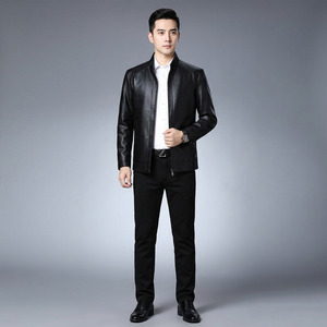 Chaqueta de Cuero Encerado para Hombre, Estilo Otoñal, Resistente al Viento, Transpirable, Ligera, con Cuello Alto, Estilo Vintage, Informal - Product Image 1