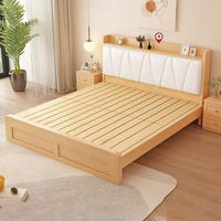 Meubles de chambre à coucher modernes personnalisés, rangement lit double avec interface USB et tiroirs, tête de lit, lits en bois et mélamine