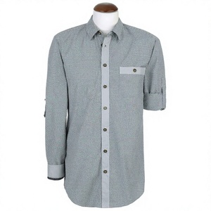 Chemise traditionnelle allemande Trachten 100% coton à carreaux vert et blanc, chemise bavaroise pour homme, chemise Oktoberfest Hemden pour homme - Product Image 1