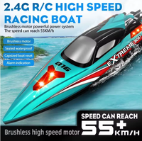 Barco teledirigido HJ816 sin escobillas con control remoto, control por aplicación, retorno automático, 55KM, luces de colores, reinicio con un botón, 11.1V 2500mAh