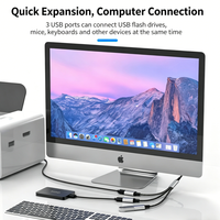 Adaptador USB Hub de 3 Puertos OTG, Divisor USB 2.0, Cable de Extensión USB C con Malla de Nailon, 3A Carga Rápida
