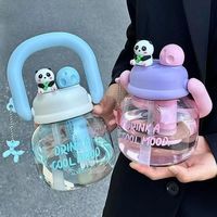 Nouvelle Bouteille d'été pour Enfants à Grande Capacité, Motif Dessin Animé, avec Paille, Anti-chute, Type Gourde à Trois Boissons