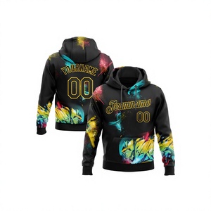 Sudadera con Capucha Personalizada con Nombre y Número, Impresión por Sublimación, Corte Regular, Estilo Casual para Otoño, Negra para Hombre con Diseño de Grafiti Colorido - Product Image 1