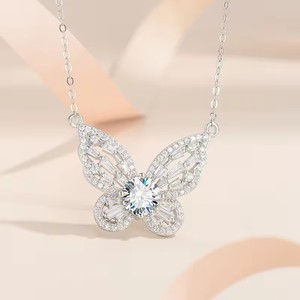 Collana di Moda in Argento Sterling S925 Placcato <span class=keywords><strong>Oro</strong></span> 18K con Pendente di Diamanti e Moissanite da 1.0Ct Colore <span class=keywords><strong>D</strong></span> VVS - Product Image 3