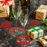 9 Pack Arbre de Noël Flocon de Neige Boissons Vin Tasse à Café Feutre Dessous de Verre Tasse Tapis Noël Vacances Sous-verres