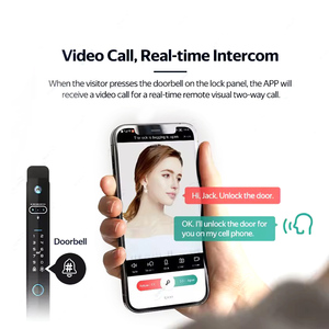 Digital sin llave Inteligente Tuya puerta <span class=keywords><strong>Exterior</strong></span> principal sin llave Wifi timbre Cámara huella dactilar <span class=keywords><strong>cerradura</strong></span> de puerta <span class=keywords><strong>biométrica</strong></span> - Product Image 4