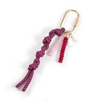 Porte-clés en métal avec pendentif perles multicolores, fermoir en D doré, pendentif élégant pour femme, petit et mignon, pour sac