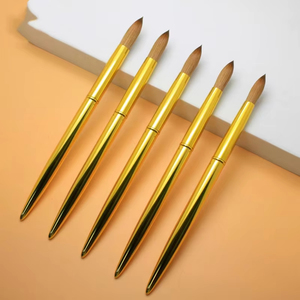 Pinceau à ongles 100% poils de Kolinsky Sable, différentes tailles, manche métallique doré serti, vente en gros, poudre acrylique, pinceau à ongles professionnel pour salon - Product Image 3