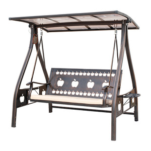 Balançoire de jardin avec auvent, mobilier d'extérieur en fer, design rustique pour cour, capacité 2 personnes - Product Image 1