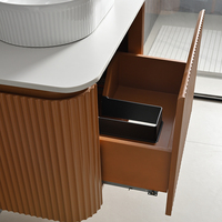 Meuble de salle de bain moderne style ferme avec vasque en céramique, égouttoir en acier inoxydable, résistant à l'eau, écologique, durable et facile à nettoyer